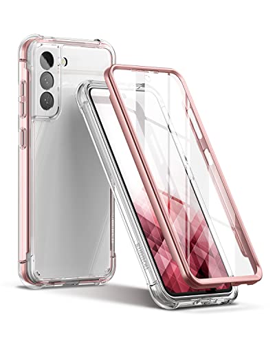 SURITCH für Samsung Galaxy S21 fe Hülle 360 Grad Ganzkörper Schutz Stoßfest Transparent Handyhülle TPU Roségold Bumper Eingebautem Displayschutz Schutzhülle für Samsung S21 FE 5G 6,4”-Roségold von SURITCH