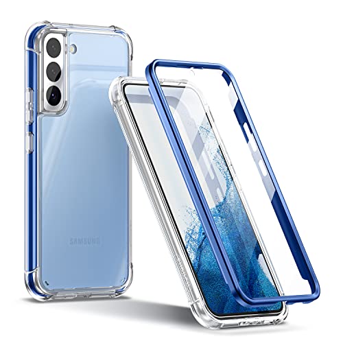 SURITCH für Samsung Galaxy S22 Hülle Schutzhülle 360°Stoßfest Transparent Front Und Rückenschutz Handyhülle TPU Bumper Eingebautem Displayschutz für Samsung Galaxy S22 5G 6,1 Zoll- Blau von SURITCH