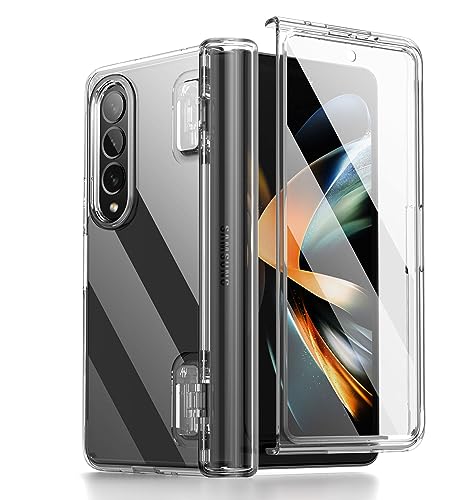 SURITCH für Samsung Galaxy Z Fold 4 Hülle, Fold 4 Handyhülle mit Displayschutzfolie Front Und Rückenschutz Hart PC Bumper Stoßfest TPU Schutzhülle für Samsung Z Fold 4 5G 2022(Kein Stiftschlitz)-Klar von SURITCH