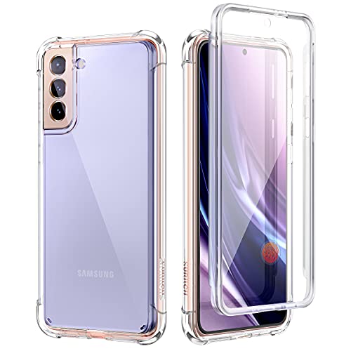 SURITCH für Samsung S21 Hülle Schutzhülle 360° Stoßfest Transparent Front Und Rückenschutz Handyhülle mit Kameraschutz TPU Bumper Eingebautem Displayschutz für Samsung Galaxy S21 5G 6,2 Zoll (Klar) von SURITCH