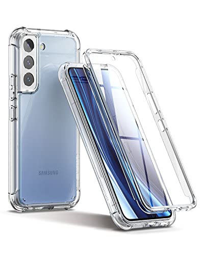 SURITCH für Samsung S22 Hülle Schutzhülle 360°Stoßfest Transparent Front Und Rückenschutz Handyhülle TPU Bumper Eingebautem Displayschutz für Samsung Galaxy S22-Transparent von SURITCH