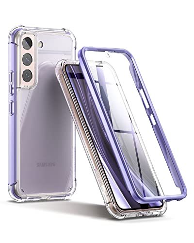 SURITCH für Samsung S22 Hülle Schutzhülle 360°Stoßfest Transparent Front Und Rückenschutz Handyhülle TPU Bumper Eingebautem Displayschutz für Samsung Galaxy S22-Violett von SURITCH