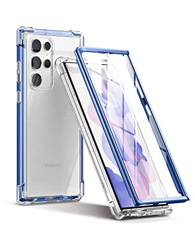 SURITCH für Samsung S22 Ultra 5G Hülle Schutzhülle 360°Stoßfest Transparent Front Und Rückenschutz Handyhülle TPU Bumper Eingebautem Displayschutz für Samsung Galaxy S22 Ultra 6,8 Zoll-Blau SURITCH für Samsung S22 Ultra 5G Hülle Schutzhülle 360°Stoßfest Transparent Front Und Rückenschutz Handyhülle TPU Bumper Eingebautem Displayschutz für Samsung Galaxy S22 Ultra 6,8 Zoll-Blau von SURITCH