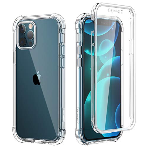 SURITCH für iPhone 12 Pro Max 6,7" Hülle Schutzhülle 360 Grad Stoßfest Durchsichtige Front Und Rückenschutz Handyhülle Transparent TPU Bumper Eingebautem Displayschutz (Klar) von SURITCH