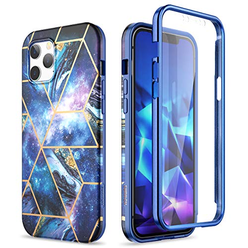 SURITCH für iPhone 12 Pro Max Hülle, 360 Grad Stoßfest Handyhülle Silikon TPU Bumper Schutzhülle Roubst Cover mit Integriertem Displayschutz für iPhone 12 Pro Max 6,7 Zoll (Blau) von SURITCH