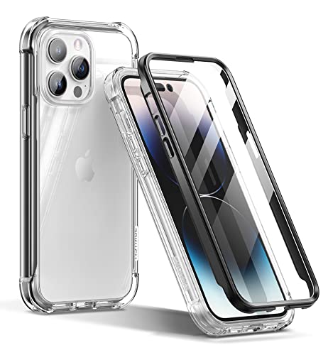 SURITCH für iPhone 14 Pro Max Hülle komplett Schutzhülle 360° Stoßfest Transparent Front Und Rückenschutz Handyhülle TPU Bumper Eingebautem Displayschutz für iPhone 14 Pro Max 6,7” (Schwarz) von SURITCH