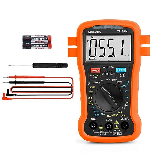 Smart Digital Multimeter, 400V AC DC Spannung Strommesser, 4000 Count TRMS Multi Tester für Volt Amp Ohm Kontinuität Widerstand Diode Test, Elektrisches Messwerkzeug für Auto, Haushalt, Industrie von SURLABA