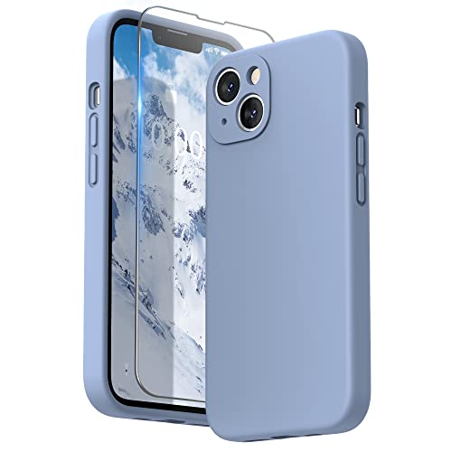 SURPHY Hülle Kompatibel mit iPhone 13 Hülle Silikon mit Displayschutzfolie, Handyhülle iPhone 13 Case Silikon Kameraschutz, iPhone 13 Hülle Schutzhülle Schutzschale 6,1 Zoll 2021 (Sierrablau) von SURPHY