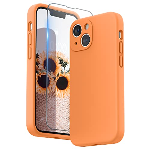 SURPHY Hülle Kompatibel mit iPhone 13 Mini Hülle Silikon mit Displayschutzfolie, Handyhülle iPhone 13 Mini Case mit Kameraschutz, iPhone 13 Mini Hülle Schutzhülle 5,4 Zoll 2021, Gelborange von SURPHY