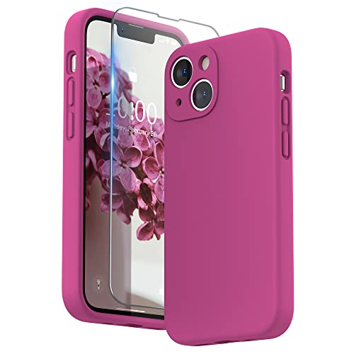 SURPHY Hülle Kompatibel mit iPhone 13 Mini Hülle Silikon mit Displayschutzfolie, Handyhülle iPhone 13 Mini Case mit Kameraschutz, iPhone 13 Mini Hülle Schutzhülle 5,4 Zoll 2021, Heiße Rosa von SURPHY