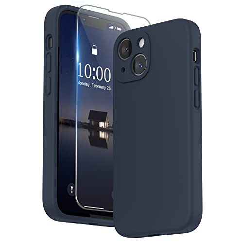 SURPHY Hülle Kompatibel mit iPhone 13 Mini Hülle Silikon mit Displayschutzfolie, Handyhülle iPhone 13 Mini Case mit Kameraschutz, iPhone 13 Mini Hülle Schutzhülle 5,4 Zoll 2021, Mitternachtsblau von SURPHY