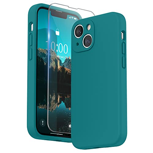 SURPHY Hülle Kompatibel mit iPhone 13 Mini Hülle Silikon mit Displayschutzfolie, Handyhülle iPhone 13 Mini Case mit Kameraschutz, iPhone 13 Mini Hülle Schutzhülle 5,4 Zoll 2021, Teal Grün von SURPHY