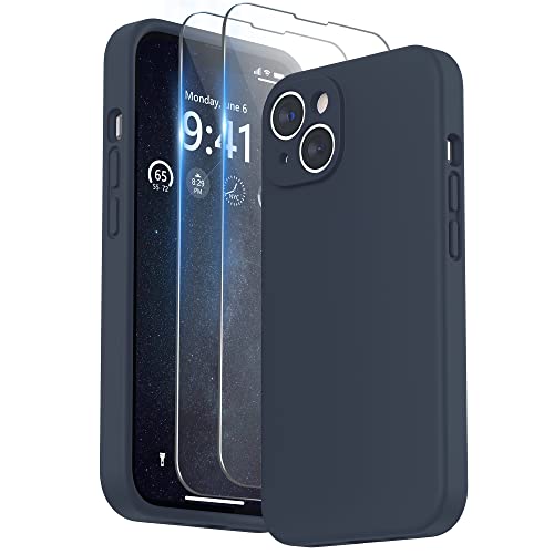 SURPHY Hülle Kompatibel mit iPhone 14 Plus Hülle Silikon mit Displayschutzfolie, iPhone 14 Plus Case Silikon mit Kameraschutz, Handyhülle iPhone 14 Plus Schutzhülle 6,7 Zoll 2022 (Mitternachtsblau) von SURPHY