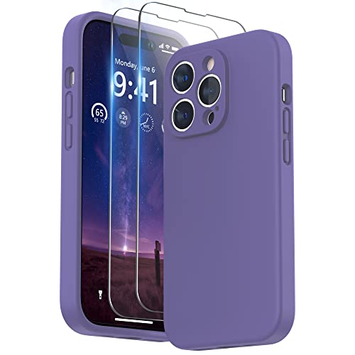 SURPHY Hülle Kompatibel mit iPhone 14 Pro Hülle Silikon mit Displayschutzfolie, iPhone 14 Pro Case Silikon mit Kameraschutz, Handyhülle iPhone 14 Pro Schutzhülle 6,1 Zoll 2022, Iris violett von SURPHY