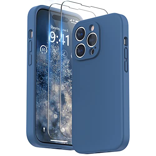 SURPHY Hülle Kompatibel mit iPhone 14 Pro Hülle Silikon mit Displayschutzfolie, iPhone 14 Pro Case Silikon mit Kameraschutz, Handyhülle iPhone 14 Pro Schutzhülle 6,1 Zoll 2022 (Eisblau) von SURPHY