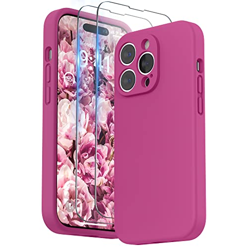 SURPHY Hülle Kompatibel mit iPhone 14 Pro Hülle Silikon mit Displayschutzfolie, iPhone 14 Pro Case Silikon mit Kameraschutz, Handyhülle iPhone 14 Pro Schutzhülle 6,1 Zoll 2022 (Heiße Rosa) von SURPHY