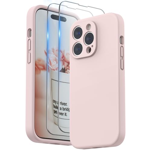 SURPHY Hülle Kompatibel mit iPhone 14 Pro Hülle Silikon mit Displayschutzfolie, iPhone 14 Pro Case Silikon mit Kameraschutz, Handyhülle iPhone 14 Pro Schutzhülle 6,1 Zoll 2022 (Sandrosa) von SURPHY