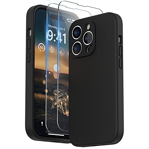 SURPHY Hülle Kompatibel mit iPhone 14 Pro Max Hülle Silikon mit Displayschutzfolie, iPhone 14 Pro Max Case Silikon mit Kameraschutz, Handyhülle iPhone 14 Pro Max Schutzhülle 6,7 Zoll 2022 (Schwarz) von SURPHY