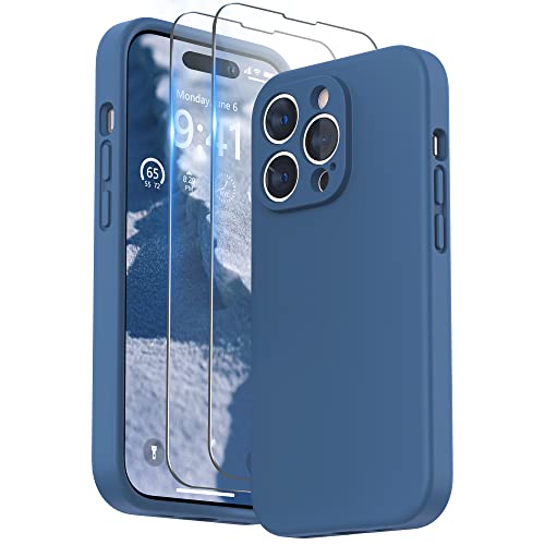 SURPHY Hülle Kompatibel mit iPhone 14 Pro Max Hülle Silikon mit Displayschutzfolie, iPhone 14 Pro Max Case Silikon mit Kameraschutz, Handyhülle iPhone 14 Pro Max Schutzhülle 6,7 Zoll 2022 (Eisblau) von SURPHY