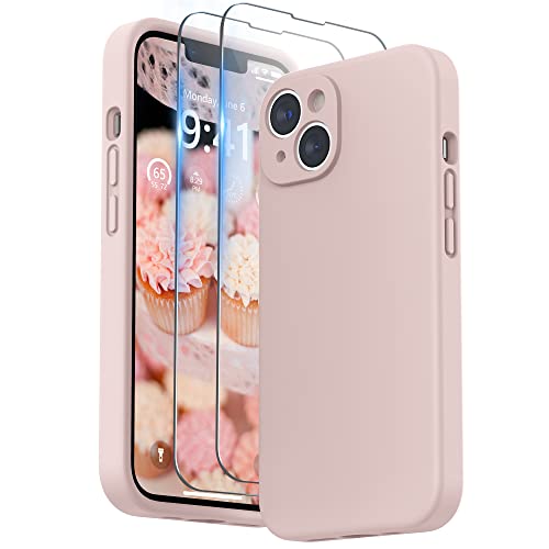 SURPHY Hülle für iPhone 14 Plus Hülle Silikon mit Displayschutzfolie, iPhone 14 Plus Case Silikon mit Kameraschutz, Handyhülle iPhone 14 Plus Schutzhülle 6,7 Zoll 2022 (Sandrosa) von SURPHY