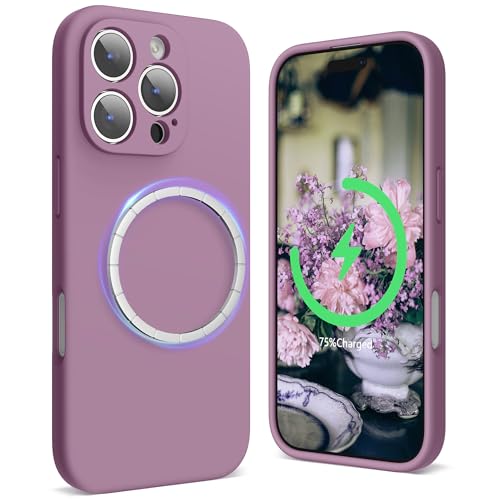 SURPHY Magnetische Silikonhülle für iPhone 16 pro Hülle 6,3" mit Voll Kameraschutz, Stoßfest Handyhülle iPhone 16 pro Case aus Premium Silikon für MagSafe Alles Zubehör, Flieder Lila SURPHY Magnetische Silikonhülle für iPhone 16 pro Hülle 6,3" mit Voll Kameraschutz, Stoßfest Handyhülle iPhone 16 pro Case aus Premium Silikon für MagSafe Alles Zubehör, Flieder Lila von SURPHY