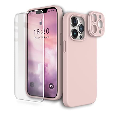 SURPHY Silikon Hülle 3 in 1 Entwickelt für iPhone 13 Pro Hülle 6,1 Zoll (2021), iPhone 13 Pro Hülle Silikon mit Kameraschutz, Silikon Handyhülle iPhone 13 Pro (Rosa) von SURPHY