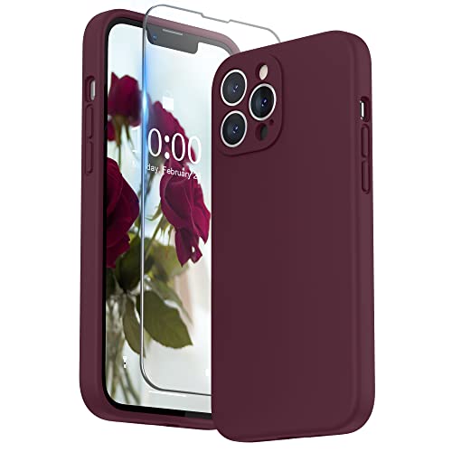 SURPHY Silikon Hülle Kompatibel mit iPhone 13 Pro Max Hülle mit Displayschutzfolie, Handyhülle iPhone 13 Pro Max Silikon Case Kameraschutz für iPhone 13 Pro Max Hülle 6,7 Zoll 2021, Pflaume von SURPHY