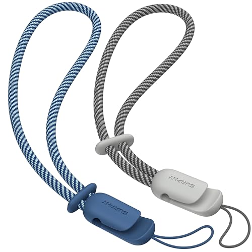 SURPHY Verstellbares Handy Handschlaufe Trageband Handgelenk Schlüsselband für Airpods Handyhülle USB-Stick Kamera Schlüsselanhänger, Eisblau & Grau von SURPHY