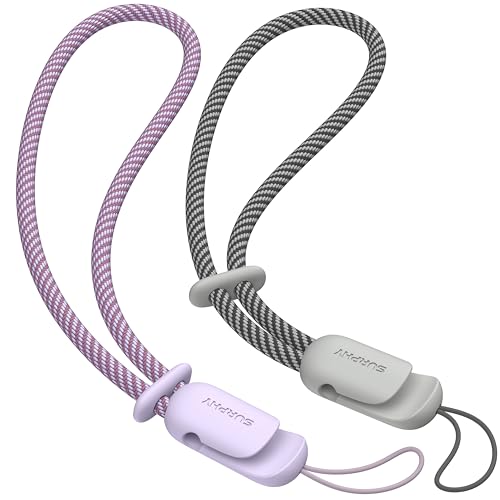 SURPHY Verstellbares Handy Handschlaufe Trageband Handgelenk Schlüsselband für Airpods Handyhülle USB-Stick Kamera Schlüsselanhänger, Flieder & Grau von SURPHY
