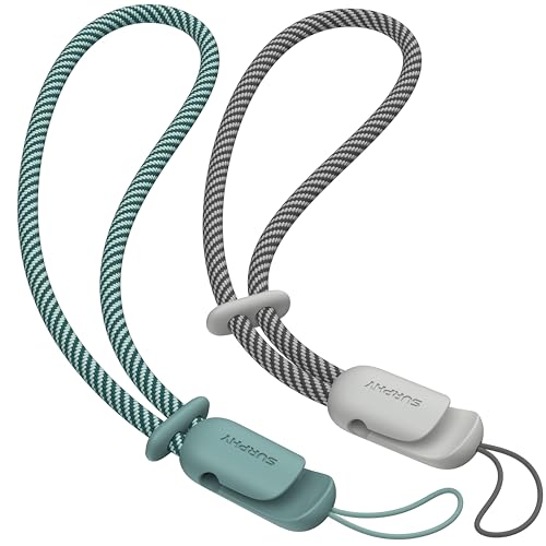 SURPHY Verstellbares Handy Handschlaufe Trageband Handgelenk Schlüsselband für Airpods Handyhülle USB-Stick Kamera Schlüsselanhänger, Grün & Grau von SURPHY