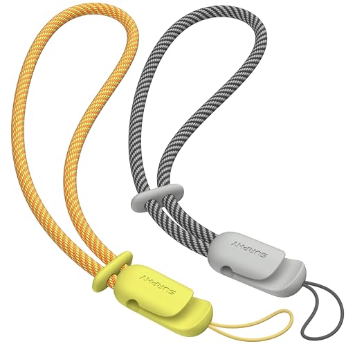 SURPHY Verstellbares Handy Handschlaufe Trageband Handgelenk Schlüsselband für Airpods Handyhülle USB-Stick Kamera Schlüsselanhänger und mehr, Gelb & Grau von SURPHY