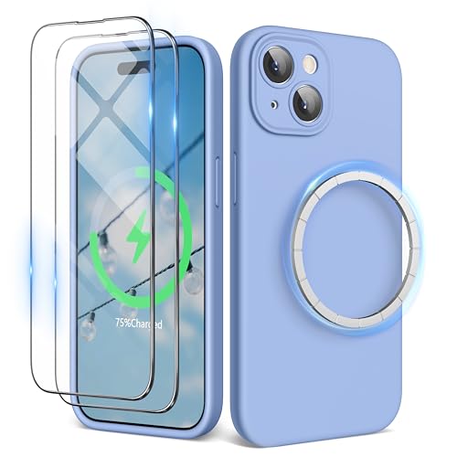 SURPHY für iPhone 15 Plus Hülle Silikon (6,7") kompatibel mit MagSafe mit Displayschutzfolie & Vollständiger Kameraschutz, Handyhülle iPhone 15 Plus Case mit Magnete, Winterblau von SURPHY