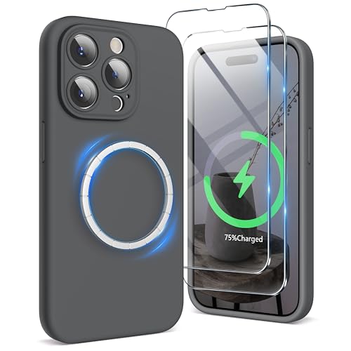 SURPHY für iPhone 15 pro max Hülle Silikon (6,7") kompatibel mit MagSafe mit Displayschutzfolie & Vollständiger Kameraschutz, Handyhülle iPhone 15 pro max Case mit Magnete, Tonbraun von SURPHY