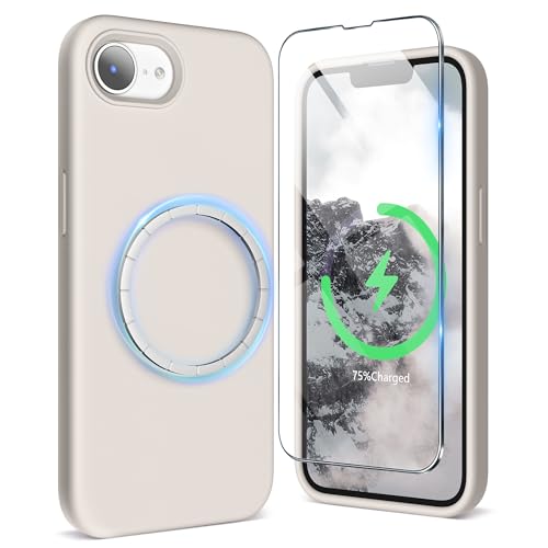 SURPHY für Magnetisch iPhone 16e Hülle Silikon 2025, Stoßfest Handyhülle iPhone SE 4 Case 6,1" aus Premium Silikon für Alles Magnetisch Zubehör, Stone von SURPHY