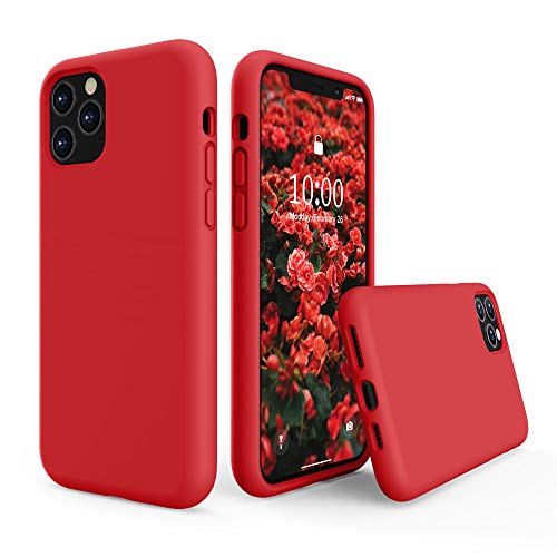 SURPHY iPhone 11 Pro Hülle, iPhone 11 Pro Hülle Silikon, iPhone 11 Pro Case, Liquid Silikon Handyhülle für iPhone 11 Pro 5,8 Zoll (2019) iPhone 11 Pro Silikon Case Cover Schutzhülle Schutzschale, Rot von SURPHY