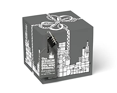 SURPRISA Rätselbox | Geldgeschenke Verpackung, Gutscheine zum Geburtstag oder Hochzeit | große Geschenkbox Geschenkrätsel, grau von SURPRISA