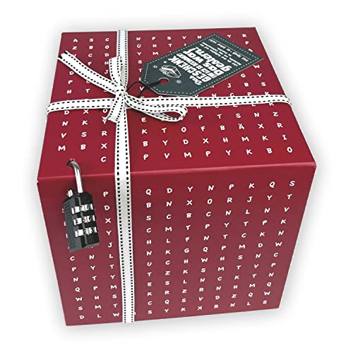SURPRISA Rätselbox | Geldgeschenke Verpackung, Gutscheine zum Geburtstag oder Valentinstag | große Geschenkbox Worträtsel, rot von SURPRISA