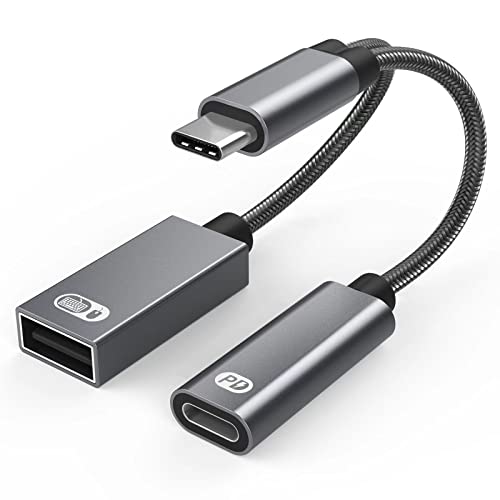 SURPRIZON USB-C-zu-USB-Adapter OTG und Ladekabel, 2-in-1-USB-C-Splitter mit PD 60 W Schnellladung, Typ-C-OTG und USB-A-Buchse, kompatibel mit iPad Pro und weiteren Typ-C-Geräten, Grau von SURPRIZON