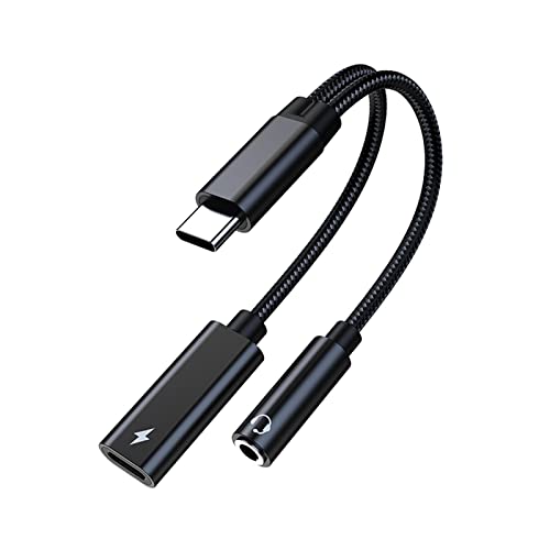 USB C auf 3,5 mm Kopfhörer und Ladegerät-Adapter, 2 in 1 USB C auf Aux Audio Jack Hi-Res DAC und PD 60 W Schnellladung, kompatibel mit Samsung Galaxy S22 S21 S20, Google Pixel 4 3 XL (Black) von SURPRIZON