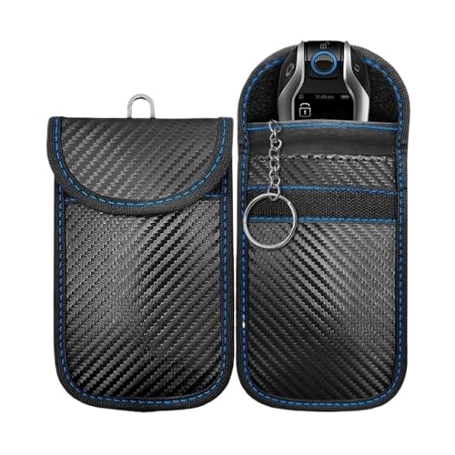 Schlüsselgehäusehalter 2 Stück Faraday-Tasche Für Schlüsselanhänger Einheitsgröße Schlüsselanhänger-Schutz Auto-Signalblockierung Diebstahlschutz Schlüsselgehäuse(Blue-2pcs) von SUSHUANG