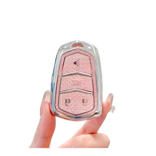 Schlüsselgehäusehalter Rosa TPU Für ATS CT6 Cts DTS XT5 Für Escalade ESV SRX STS XTS ELR 5 Button Remote Smart Car Key Case Cover Fob Tasche Schlüsselanhänger Schlüsselgehäuse(A Pink 4B) von SUSHUANG