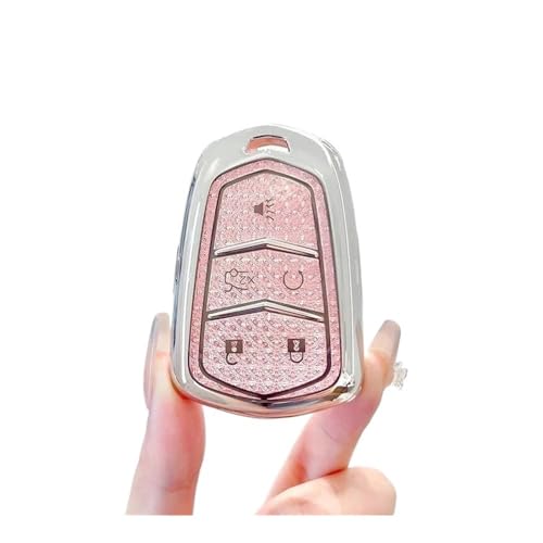 Schlüsselgehäusehalter Rosa TPU Für ATS CT6 Cts DTS XT5 Für Escalade ESV SRX STS XTS ELR 5 Button Remote Smart Car Key Case Cover Fob Tasche Schlüsselanhänger Schlüsselgehäuse(B Pink 5B) von SUSHUANG