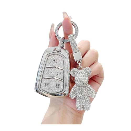 Schlüsselgehäusehalter Rosa TPU Für ATS CT6 Cts DTS XT5 Für Escalade ESV SRX STS XTS ELR 5 Button Remote Smart Car Key Case Cover Fob Tasche Schlüsselanhänger Schlüsselgehäuse(B2 White 5B) von SUSHUANG
