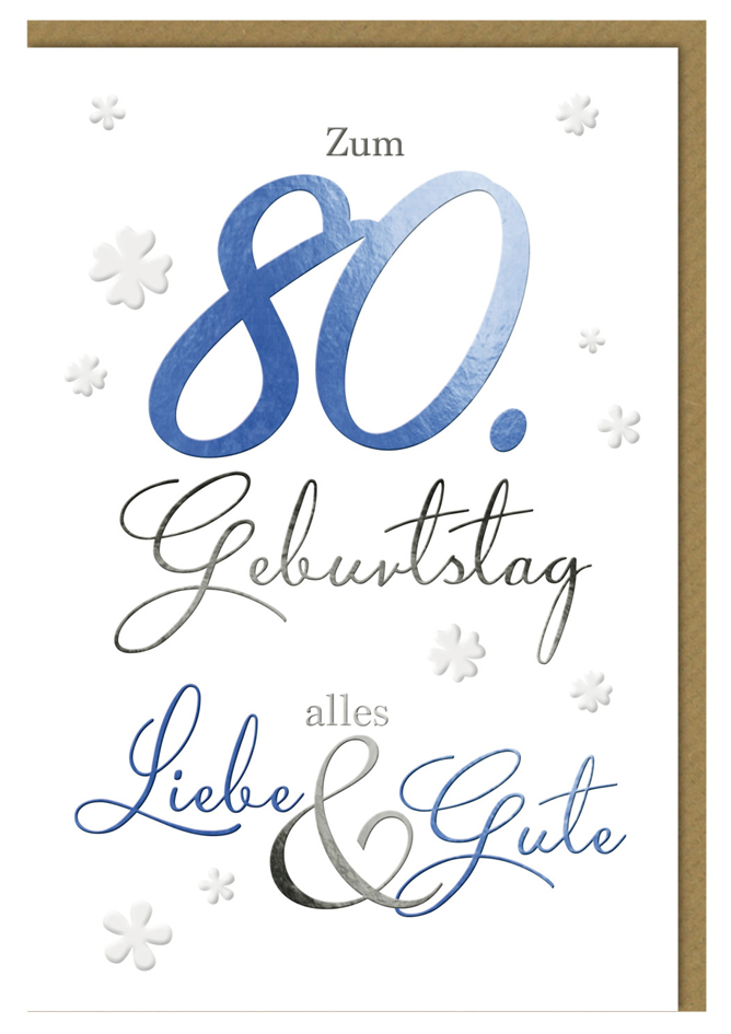 SUSY CARD Geburtstagskarte - 80. Geburtstag , Schrift, von SUSY CARD