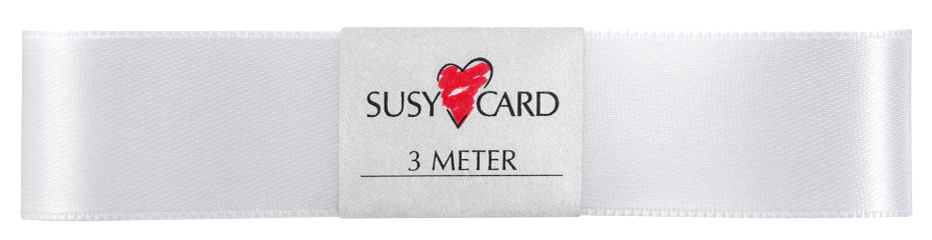 SUSY CARD Geschenkband , Doppelsatin, , 25 mm x 3 m, weiß von SUSY CARD