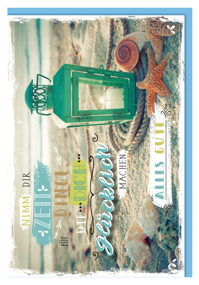 SUSY CARD Grußkarte , Laterne am Strand, von SUSY CARD