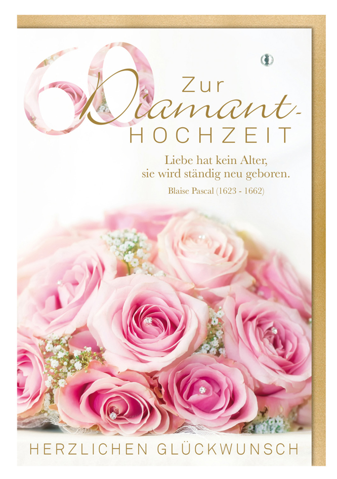 SUSY CARD Hochzeitskarte , Diamant-Hochzeit Rosenstrauß, von SUSY CARD