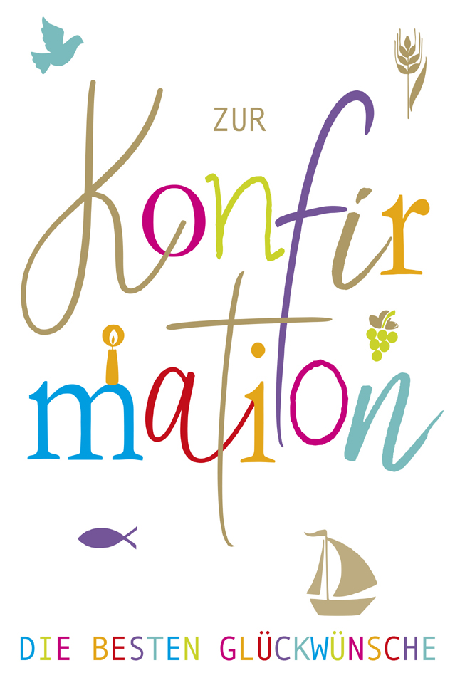 SUSY CARD Konfirmationskarte , Bunter Schriftzug, von SUSY CARD