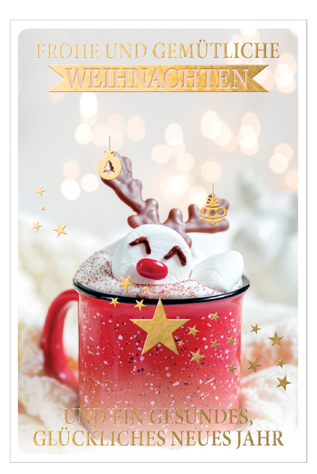 SUSY CARD Weihnachtskarte , Tasse mit Marshmallow, von SUSY CARD