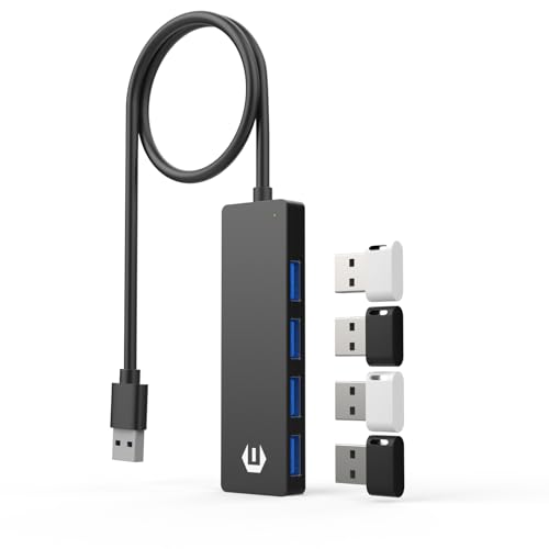 SUTOUG USB 3.0 Hub – 4-Port extra Leichter Daten-Hub-Adapter mit 5 Gbit/s Übertragungsgeschwindigkeit für MacBook, iMac, USB-Flash-Laufwerke und mehr – ideal für Ventilator, USB-Mikroskop, Kinder und von SUTOUG